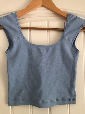 🩵 Love Poem Ribbed Cropped Tank | Sky Blue | Size S/M 🩵